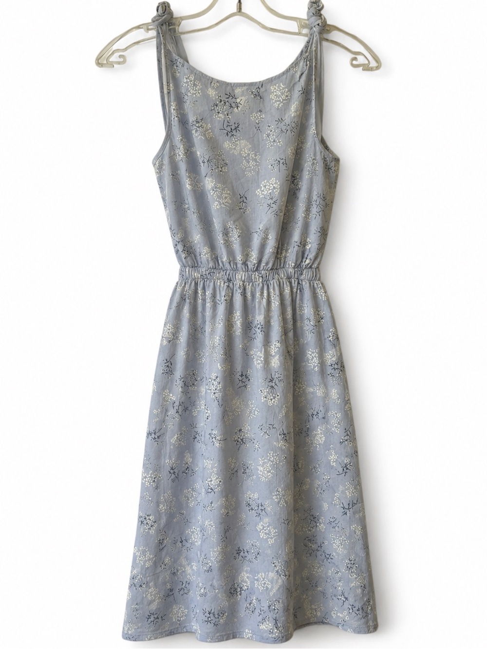 Cottage Core Coquette Periwinkle Blue Dress | Floral Cut Out Open Back